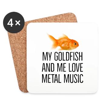 My goldfish and me love metal music - Untersetzer (4er-Set) - Weiß - Vorne