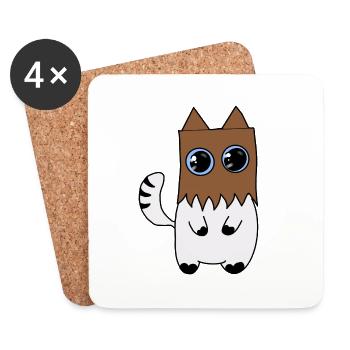 Chat - Dessous de verre (lot de 4) - blanc - Devant