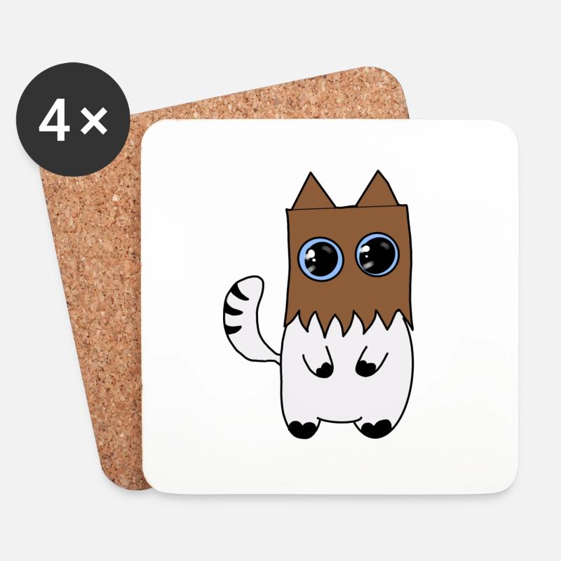 Katze - Untersetzer (4er-Set) - Weiß