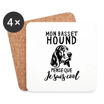 Chien de race basset hound - Dessous de verre (lot de 4) - blanc - Devant