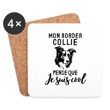 Chien berger border collie - Dessous de verre (lot de 4) - blanc - Devant