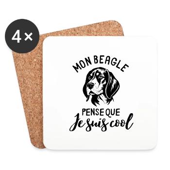 Beagle race de chien école canine - Dessous de verre (lot de 4) - blanc - Devant