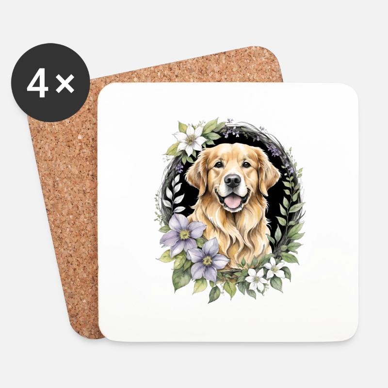 Golden Retriever - Untersetzer (4er-Set) - Weiß