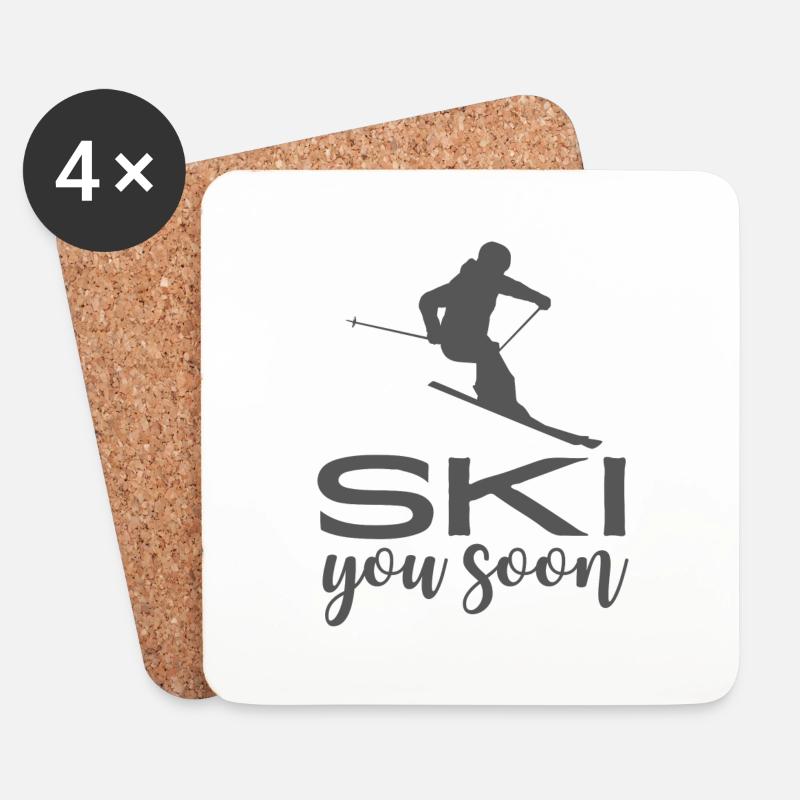 Ski you soon Design - Ski und Schnee Design - Untersetzer (4er-Set) - Weiß