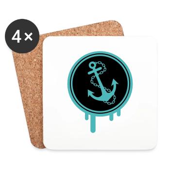 Anchor Icon Blobs - Coasters (set of 4) - white - Front