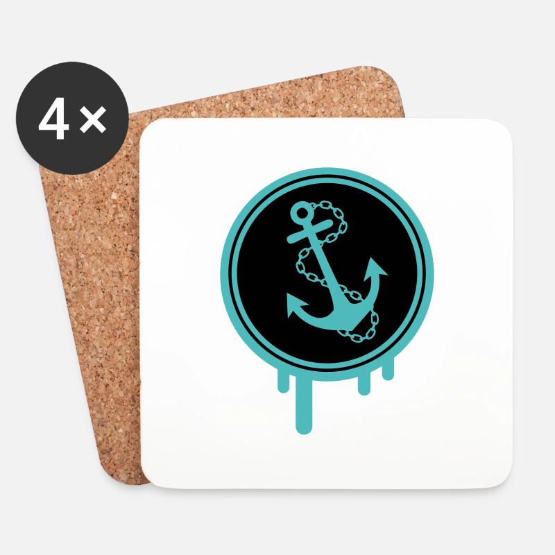 anker icon klecks - Untersetzer (4er-Set) - Weiß