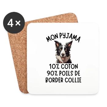 Propriétaire de chien border collie 1 - Dessous de verre (lot de 4) - blanc - Devant