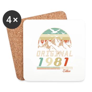1981 vintage anniversaire rétro vintage cadeau - Dessous de verre (lot de 4) - blanc - Devant