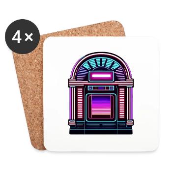 Jukebox / Musikautomat / Retro / 50er Jahre - Untersetzer (4er-Set) - Weiß - Vorne