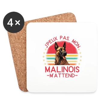 berger belge malinois chien doux - Dessous de verre (lot de 4) - blanc - Devant