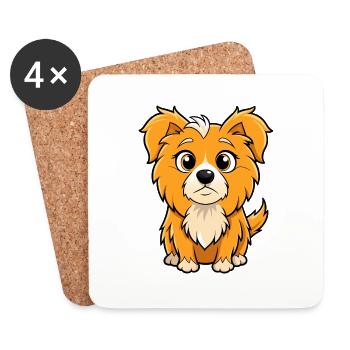 Curious Tibetan Spaniel Dog Art Print - Coasters (set of 4) - white - Front