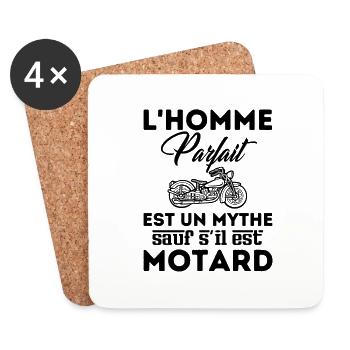 Homme parfait est un mythe sauf s il est motard 2 - Dessous de verre (lot de 4) - blanc - Devant