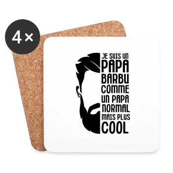 Papa barbu cool - Dessous de verre (lot de 4) - blanc - Devant