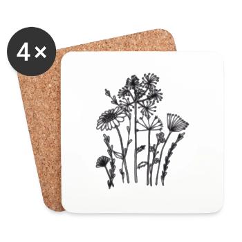 trockenblumen schwarz - Untersetzer (4er-Set) - Weiß - Vorne