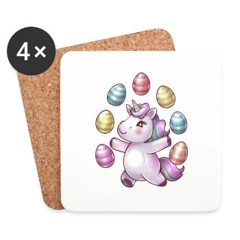 Unicorn Easter Egg Juggling - Coasters (set of 4) - white - Front