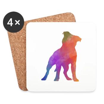 PITBULL AMSTAF coloured - Coasters (set of 4) - white - Front