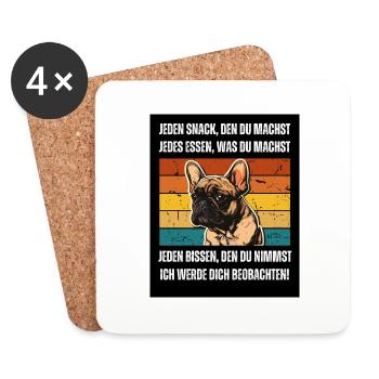 Bouledogue Français, cadeau pour les amis - Dessous de verre (lot de 4) - blanc - Devant