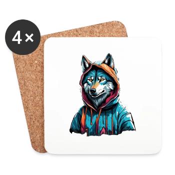 Coolest Wolf in Town - Coasters (set of 4) - white - Front