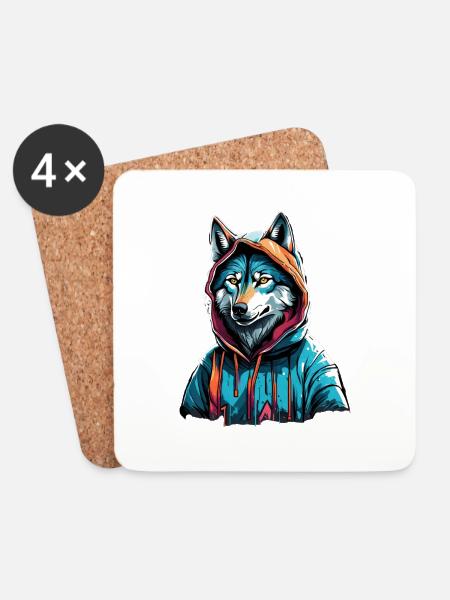 Coolest Wolf in Town - Coasters (set of 4) - white