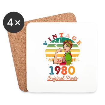 Vintage 1980's - Coasters (set of 4) - white - Front