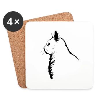 Katze, katzenmotiv, süße, geschenk, geschenkideen - Untersetzer (4er-Set) - Weiß - Vorne