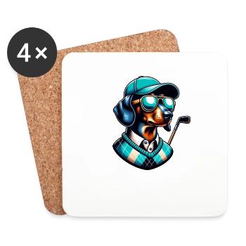 Dachshund Golf Golfer Golf Game Viennese Dog Owner - Coasters (set of 4) - white - Front