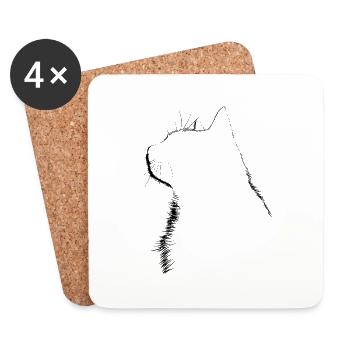 Katze, katzenmotiv - Untersetzer (4er-Set) - Weiß - Vorne