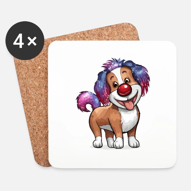 Dog Red Nose - Untersetzer (4er-Set) - Weiß