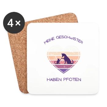 Meine Geschwister haben Pfoten - Untersetzer (4er-Set) - Weiß - Vorne