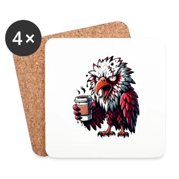 Vultures as morning grouches before the 1st coffee - Coasters (set of 4) - white - Front