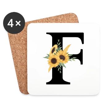 Letter f floral sunflower - Coasters (set of 4) - white - Front
