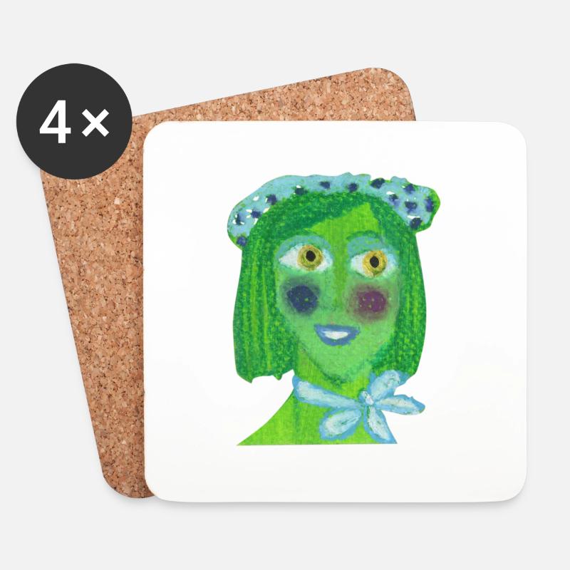 Frau Greta - Untersetzer (4er-Set) - Weiß