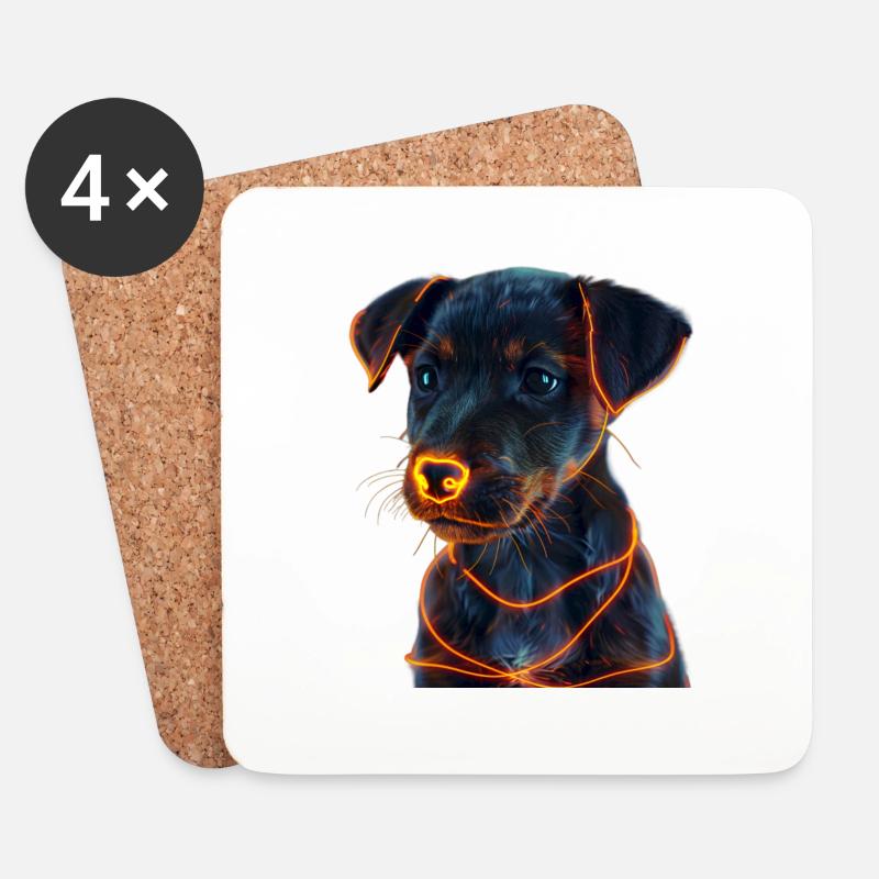 Cute Puppy with Glowing Lines - Untersetzer (4er-Set) - Weiß