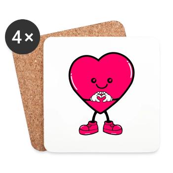 heart comic - Untersetzer (4er-Set) - Weiß - Vorne