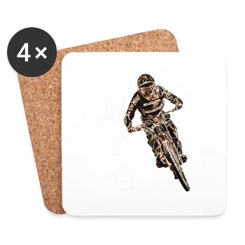 Downhill-Mountainbiken - Untersetzer (4er-Set) - Weiß - Vorne