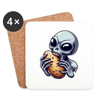 Alien Bites Potato Alien Science Ficti - Coasters (set of 4) - white - Front