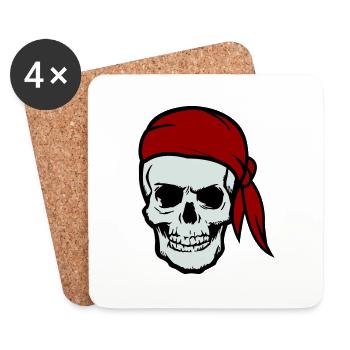crâne pirate - Dessous de verre (lot de 4) - blanc - Devant