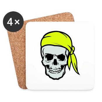Crâne Pirate Ahoy - Dessous de verre (lot de 4) - blanc - Devant