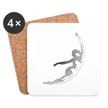 Lune - Dessous de verre (lot de 4) - blanc - Devant