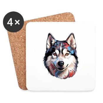 Siberian Husky - Coasters (set of 4) - white - Front