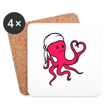 octopus in love pirat - Untersetzer (4er-Set) - Weiß - Vorne