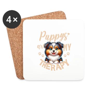 Süßer Shetland Sheepdog Welpe Design - Untersetzer (4er-Set) - Weiß - Vorne