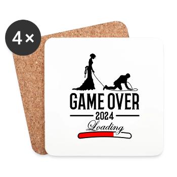 Chargement du mariage 2024 Game Over - Dessous de verre (lot de 4) - blanc - Devant