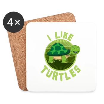 I Like Turtles Cute Tortoise Love Turtle Lover - Coasters (set of 4) - white - Front