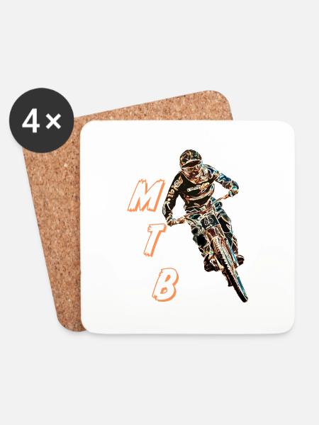 Downhill-Mountainbiken - Untersetzer (4er-Set) - Weiß