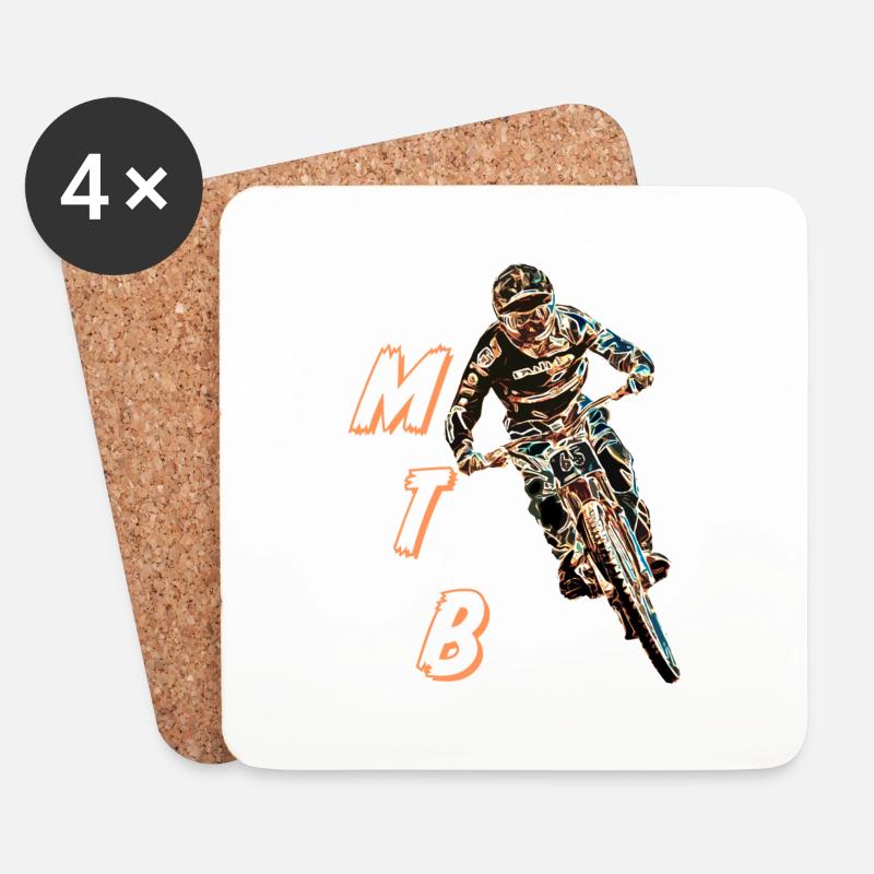 Downhill-Mountainbiken - Untersetzer (4er-Set) - Weiß