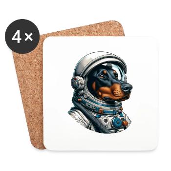 Doberman astronaut in space - Coasters (set of 4) - white - Front