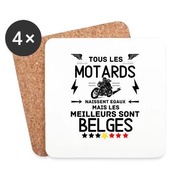 LES MEILLEURS MOTARDS SONT BELGES - Dessous de verre (lot de 4) - blanc - Devant