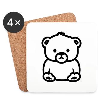 Teddybär - Untersetzer (4er-Set) - Weiß - Vorne