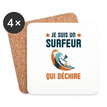 Je suis un surfeur qui déchire 1 - Dessous de verre (lot de 4) - blanc - Devant